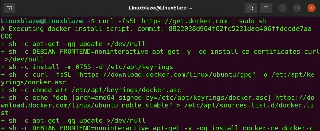 docker installation linuxblaze